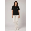 Minimal Geyik Logolu Tişört Bisiklet Yaka Kısa Kol Yazlık T-Shirt - Siyah