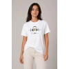 Müzik Temalı Baskılı Tişört Bisiklet Yaka Kısa Kol T-Shirt - Beyaz