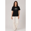 Müzik Temalı Baskılı Tişört Bisiklet Yaka Kısa Kol T-Shirt - Siyah