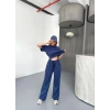Osy Modal Yumuşak Dokulu Kumaş Kısa Kollu Bluz Rahat Pantalon Ikili Takım- Lacivert