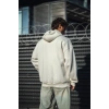 Oversize Tam Fermuarlı Uzun Kol Hırka - Beyaz