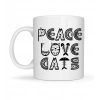 Peace Love Cats – Sevimli Kedi Desenli Porselen Kupa MODEL 60 Kahve & Çay Kupası