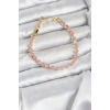 Pembe Kare Zirkon Taşlı Gold Renk Pirinç Su Yolu Kadın Bileklik