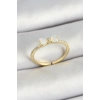 Pirinç Fiyonk Figürlü Zirkon Taşlı Gold Renk Ayarlanabilir Kadın Yüzük