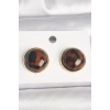 Pirinç Gold Renk 3D Daire Leopar Model Kadın Küpe