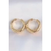 Pirinç Gold Renk Asimetrik Kıvrım Küpe