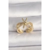 Pirinç Gold Renk Ayarlanabilir Ziron Taşlı Kadın Yüzük