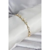 Pirinç Gold Renk Damla Model Zirkon Taşlı Kadın Bileklik