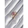 Pirinç Gold Renk Pembe Zirkon Taş Kalp Charm Model Kadın Yüzük