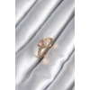 Pirinç Gold Renk Pembe Zirkon Taş Kalp Charm Model Kadın Yüzük