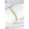 Pirinç Gold Renk VIP Seri Sarmal Damla Model Zirkon Taşlı Kadın Bileklik