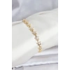 Pirinç Gold Renk VIP Seri Sıralı Taşlı Yıldız Model Zirkon Taşlı Kadın Bileklik