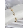 Pirinç Gold Renk Yıldız Model Zirkon Taşlı Kadın Bileklik