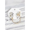 Pirinç Gold Renk Yıldızlı Model Zincir Bağlantılı Ear Cuff Küpe Seti