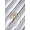 Pirinç Gold Renk Zirkon Taşlı Kalp Charm Model Kadın Yüzük