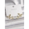 Pirinç Gold Renk Zirkon Taşlı Kelebek Model Kadın Küpe