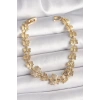 Pirinç Gold Renk Zirkon Taşlı Kelebek Model Zincir Kadın Bileklik