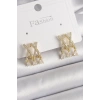 Pirinç Gold Renk Zirkon Taşlı X Model Sallantı Detay Kadın Küpe