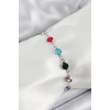 Pirinç Gümüş Renk Karışık Renk Zirkon Taşlı Kadın Bileklik