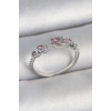 Pirinç Gümüş Renk Pembe Damla Zirkon Taşlı Ayarlanabilir Model Kadın Yüzük