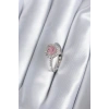 Pirinç Gümüş Renk Pembe Zirkon Taş Kalp Charm Model Kadın Yüzük