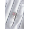 Pirinç Gümüş Renk Pembe Zirkon Taşlı Charm Model Kadın Yüzük