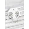 Pirinç Gümüş Renk Yılan Model Zincir Bağlantılı Ear Cuff Küpe Seti