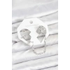Pirinç Gümüş Renk Yıldız Model Zincir Bağlantılı Ear Cuff Küpe Seti