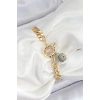 Pirinç Nazar Model Zirkon Taşlı Gold Renk VİP Seri Kadın Bileklik