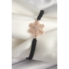 Pirinç Rose Renk Zirkon Taşlı Kar Tanesi Figür Makrome Asansörlü Model Kadın Bileklik