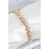 Pirinç Zirkon Taşlı Daire Baget Model Gold Renk VIP Seri Kadın Bileklik