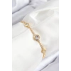 Pirinç Zirkon Taşlı Daire Model Gold Renk Asansörlü Kadın Bileklik