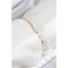 Pirinç Zirkon Taşlı Damla Model Ezme Zincir Gold Renk Kadın Bileklik