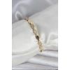 Pirinç Zirkon Taşlı Gold Renk Kadın Bileklik