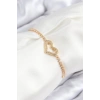 Pirinç Zirkon Taşlı Kalp Model Gold Renk Asansörlü Kadın Bileklik