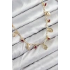 Pirinç Zirkon Taşlı Sallantılı Damla Model Gold Renk Kadın Kolye