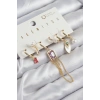 Pirinç Zirkon Taşlı Sallantılı Ve İncili Gold Renk 6lı Küpe Set