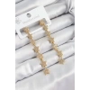Pirinç Zirkon Taşlı Sallantılı Yıldız Model Gold Renk Kadın Küpe
