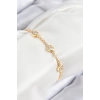 Pirinç Zirkon Taşlı Sıralı Kalp Model Gold Renk Kadın Bileklik