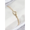 Pirinç Zirkon Taşlı Sonsuzluk Kalp Model Gold Renk Kadın Bileklik