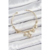 Pirinç Zirkon Taşlı Yıldız Model Gold Renk Charm Bileklik