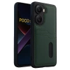 Poco X7 Pro Kılıf Sara Kartvizitli Deri Kılıf - Koyu Yeşil