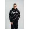 POLIZEI Premium Kalite Kapşonlu Varak Ve Pano Baskılı SweatShirt - Siyah