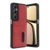 Realme C65 Sara Kartvizitli Deri Kılıf - Kırmızı