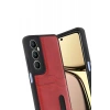 Realme C65 Sara Kartvizitli Deri Kılıf - Kırmızı