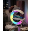 RGB Işıklı Kablosuz Şarjlı Bluetooth Hoparlör Saat ve Alarm Özellikli