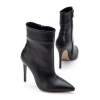 S-2008 Siyah Fermuarlı Sivri Burun İnce Topuk Günlük Kadın Bot
