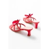 S-622 Kırmızı Orkide Detaylı İnce Topuklu Kadın Terlik