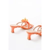 S-622 Orange Orkide Detaylı İnce Topuklu Kadın Terlik