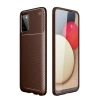 Samsung Galaxy A02S Kılıf Auto Focus Karbon Kapak - Kahverengi